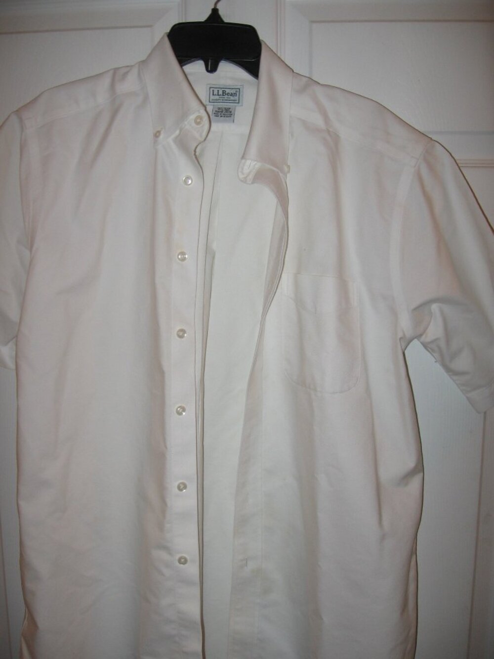 L.L. Bean Short Sleeve Oxford Button Down Shirt Men's 15 1/2 Regular White